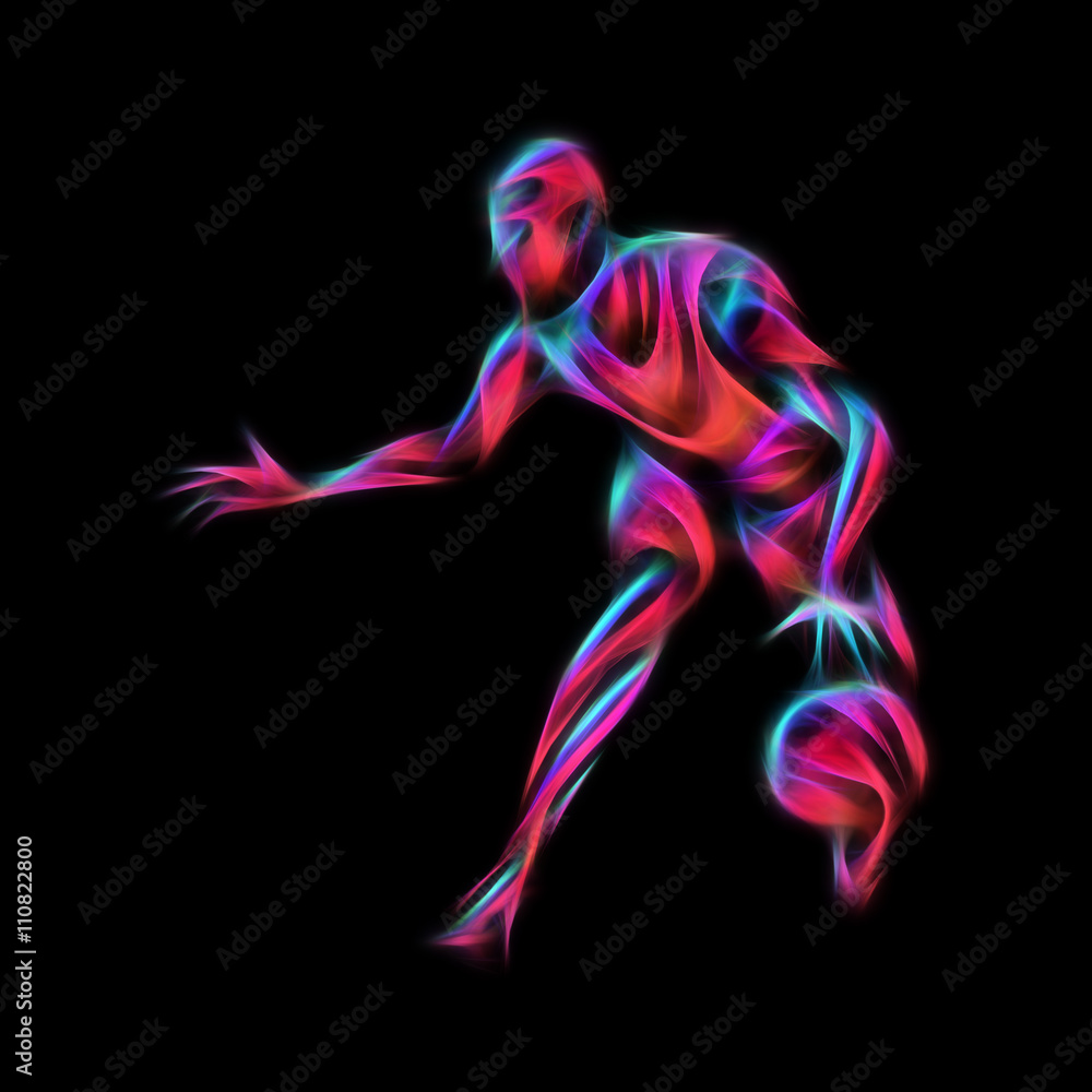 Basketball player Neon Glow Silhouette Basketball player Neon Glow Silhouette