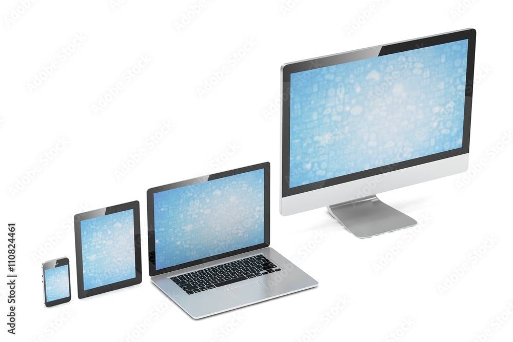 Ultimate web design, laptop, smartphone, tablet, computer, display. 3d rendering. Ultimate web design, laptop, smartphone, tablet, computer, display. 3d rendering.