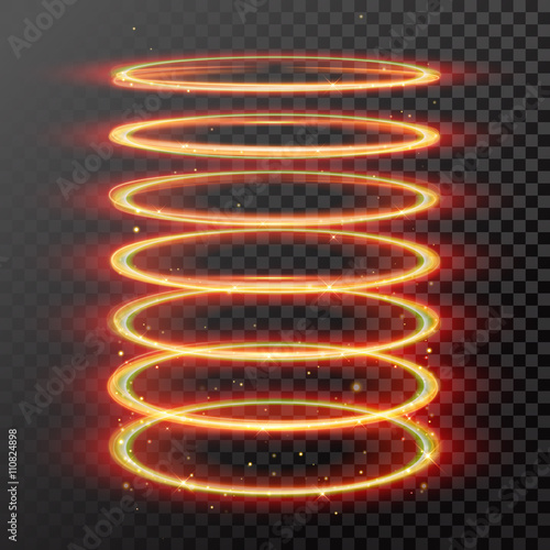 Vector magic gold light trail circle spring tube
