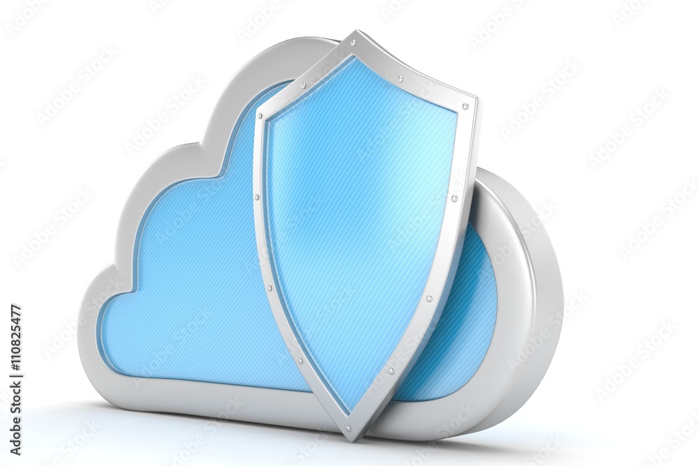 cloud and shield, cloud security concept. 3d rendering. cloud and shield, cloud security concept. 3d rendering.