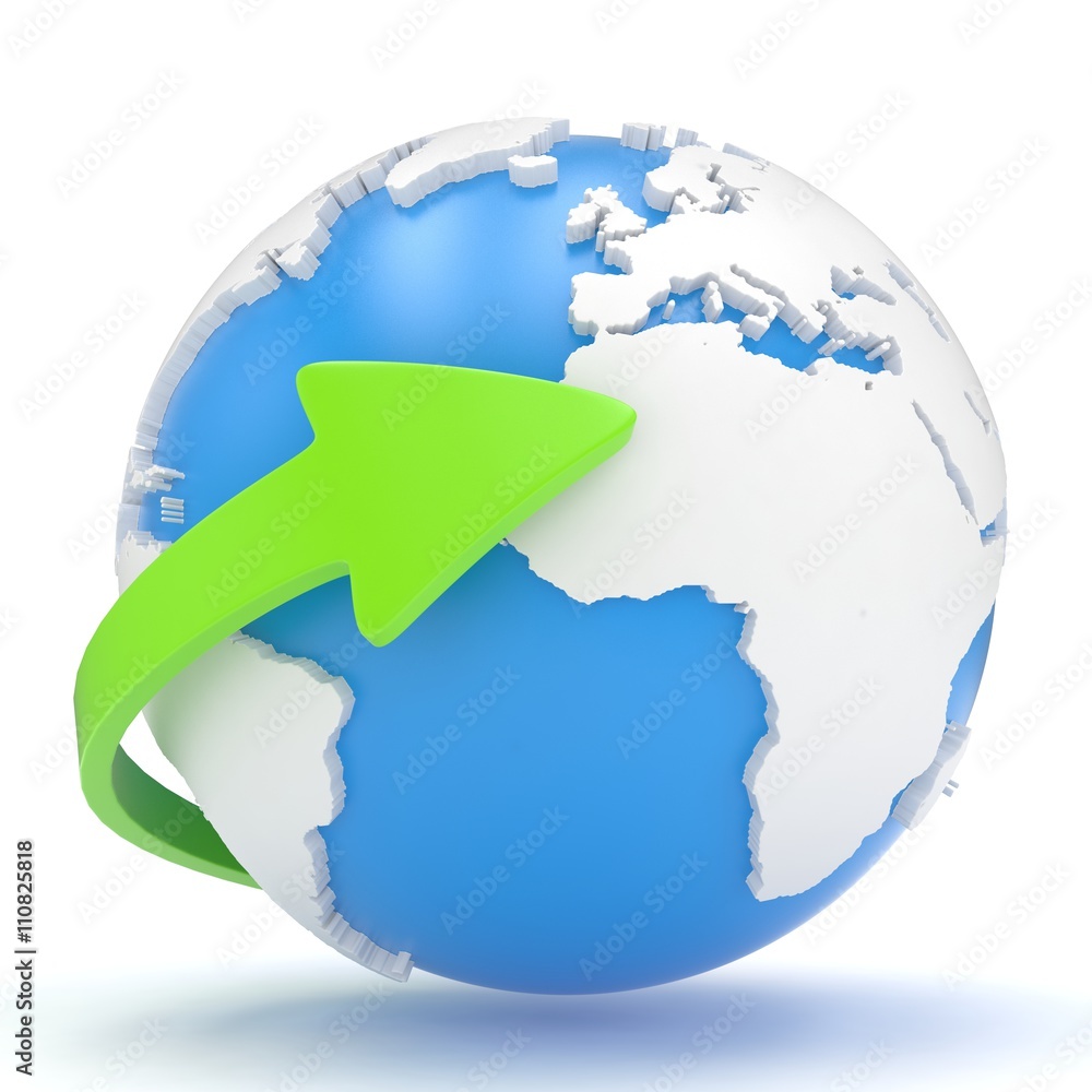 Fototapeta premium Arrow and Earth globe. 3d render