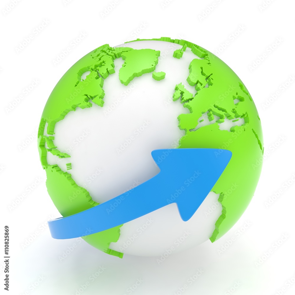 Fototapeta premium Arrow and Earth globe. 3d render