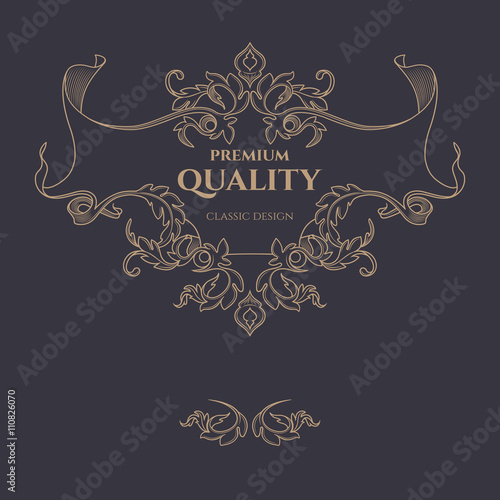 Antique frame with leaves.  Design of labels, emblems.