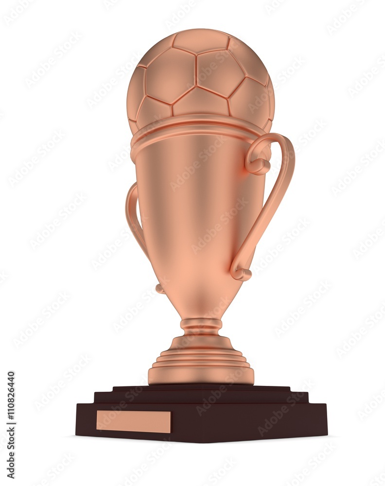 Bronze cup and bronze ball on white background. 3D rendering. Bronze cup and bronze ball on white background. 3D rendering.