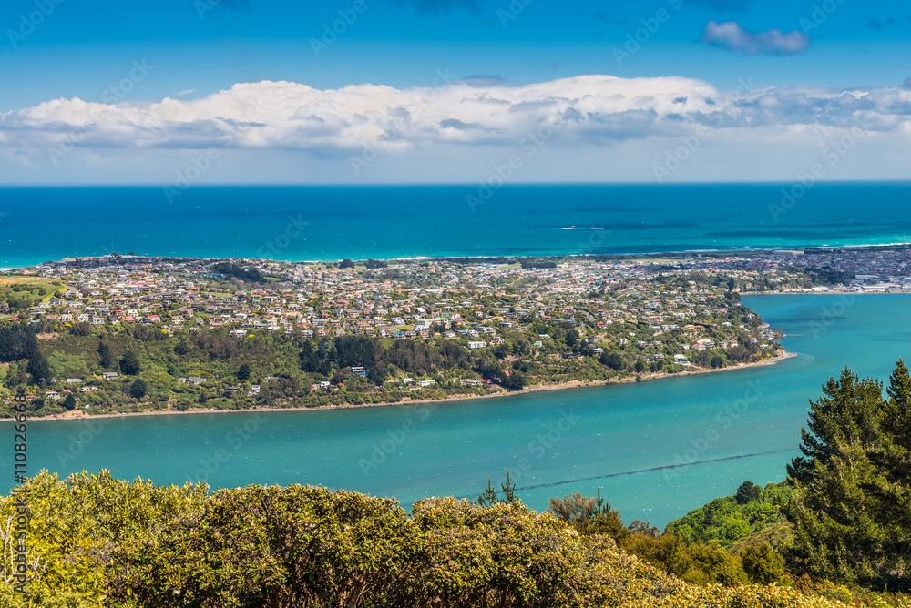 Dunedin and the Otago Harbour, seen from the peak of Signal Hill