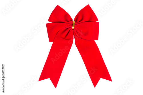 Red ribbon bow on white background. studio shot

