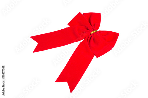 Red ribbon bow on white background. studio shot
