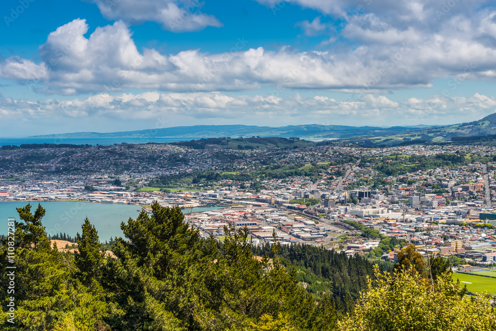 Dunedin seen from the peak of Signal Hill, New Zealand