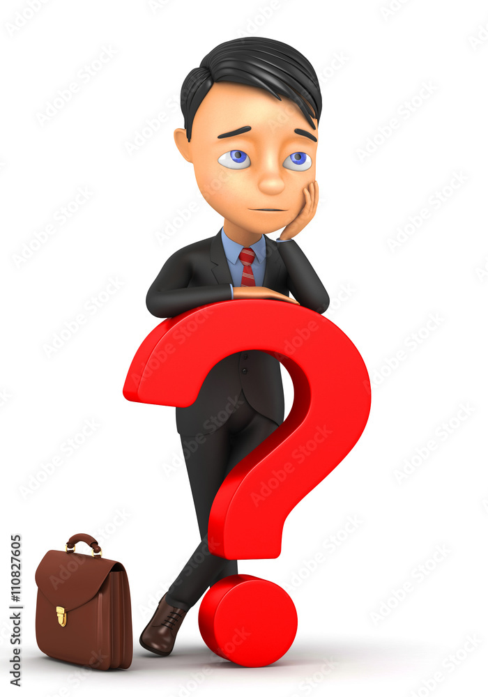 3d small person with a question mark on a white background 3d small person with a question mark on a white background