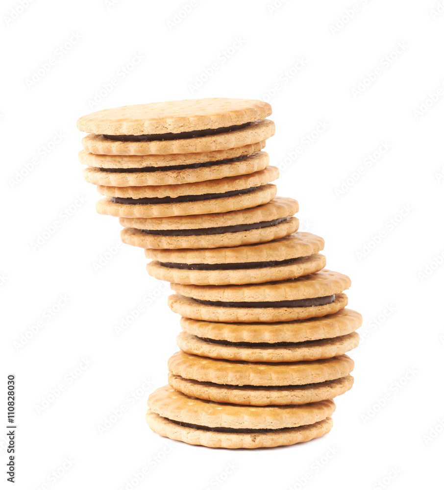 Twisted stack of cookies isolated over the white background Twisted stack of cookies isolated over the white background