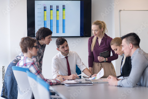 young business people group on meeting at modern office