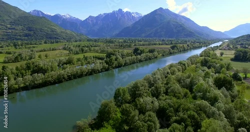 Aerial 4k - Lago di Como (IT) - Colico - Trivio di Fuentes - Foce dell'Adda photo