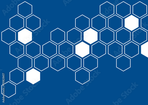 white hexagon  on deep blue background wall pattern