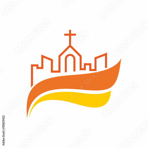 Church logo. Church in the city on the wings of an angel.
