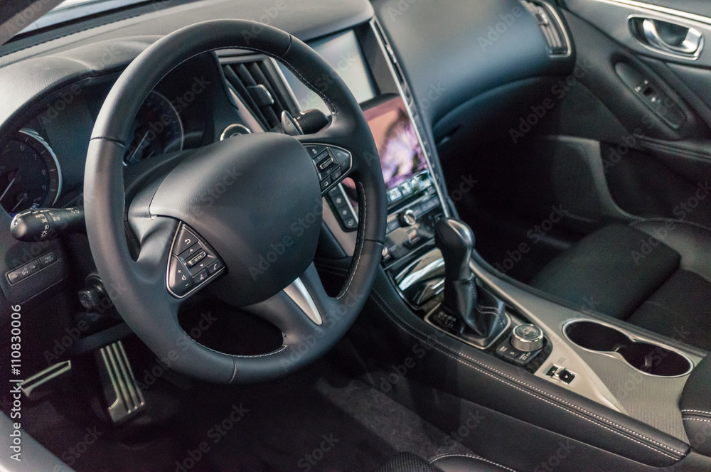 Dark luxury and modern car interior.