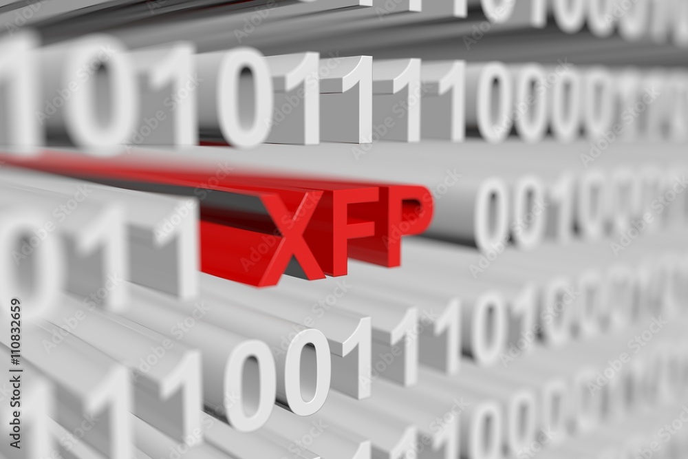 XFP as a binary code with blurred background 3D illustration