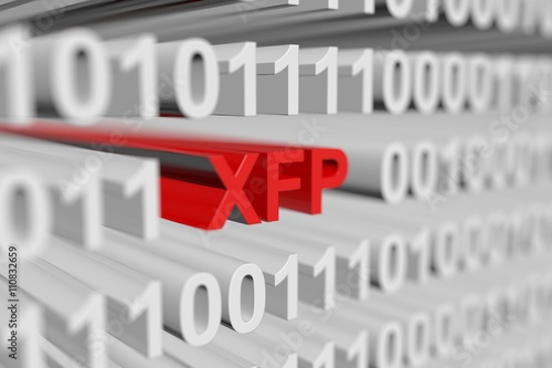 XFP as a binary code with blurred background 3D illustration photo