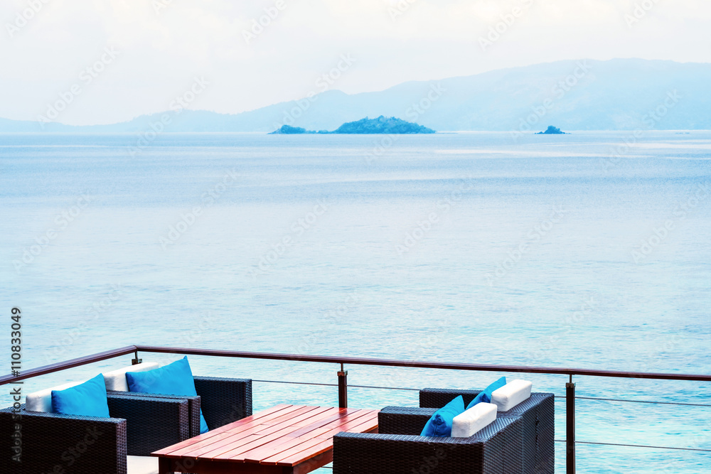 Resort lounge seating with beautiful ocean view