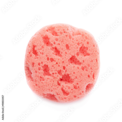 Red bathing sponge isolated over the white background