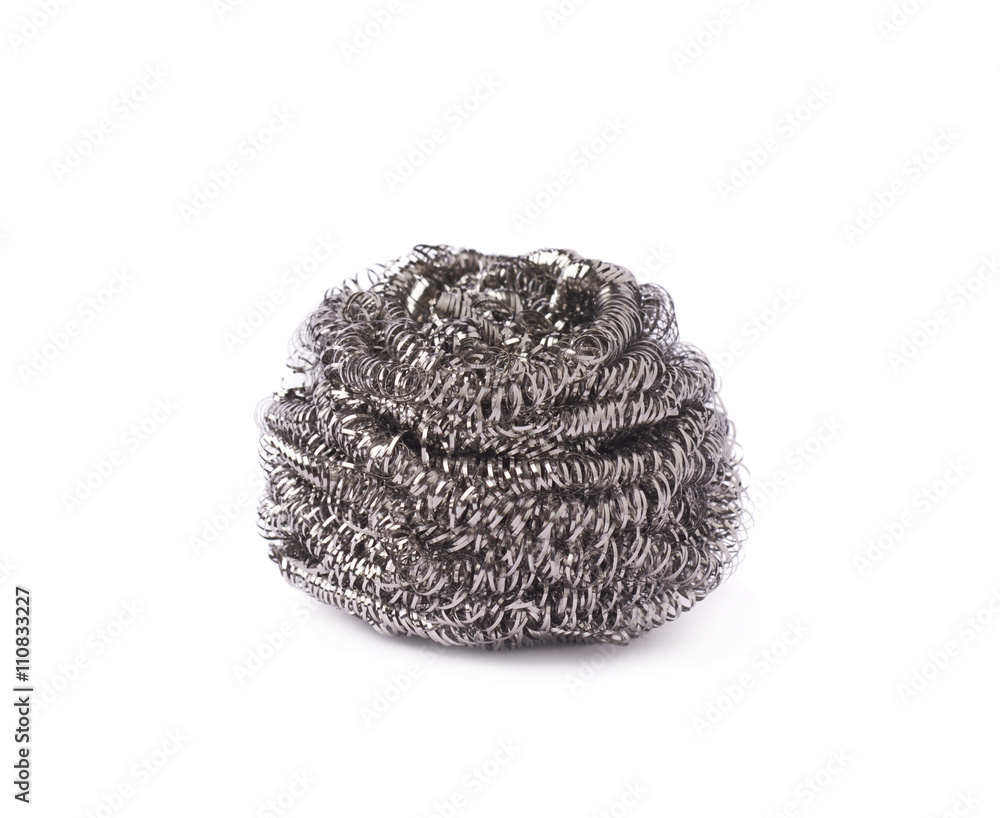 Kitchen new metal sponge isolated over white background Kitchen new metal sponge isolated over white background