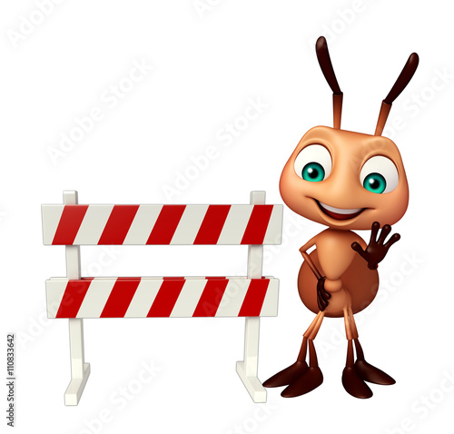 cute  Ant cartoon character with baracades