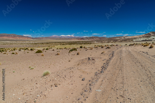 Dust road over bolivian Altiplano