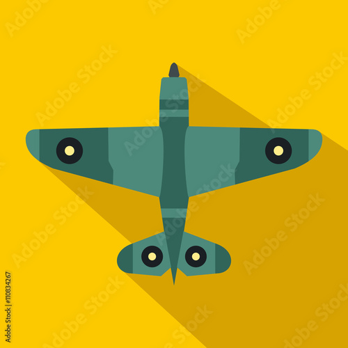 Military fighter jet icon, flat style