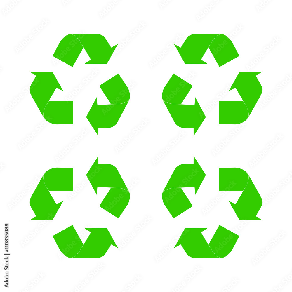 Fototapeta premium four arrow pictogram refresh reload rotation loop sign set. Simple color web icon on white background. Modern contemporary solid plain flat minimal style. Vector illustration design elements