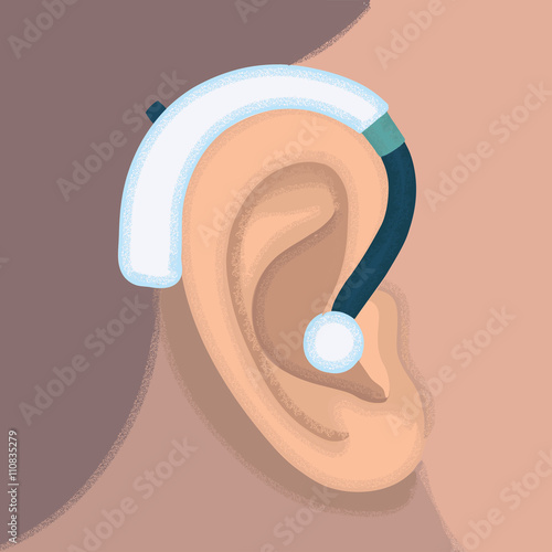 Ear hearing aid ear listen sound illustration