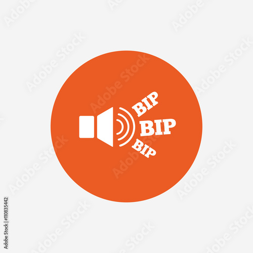 Speaker volume icon. Sound with BIP symbol.
