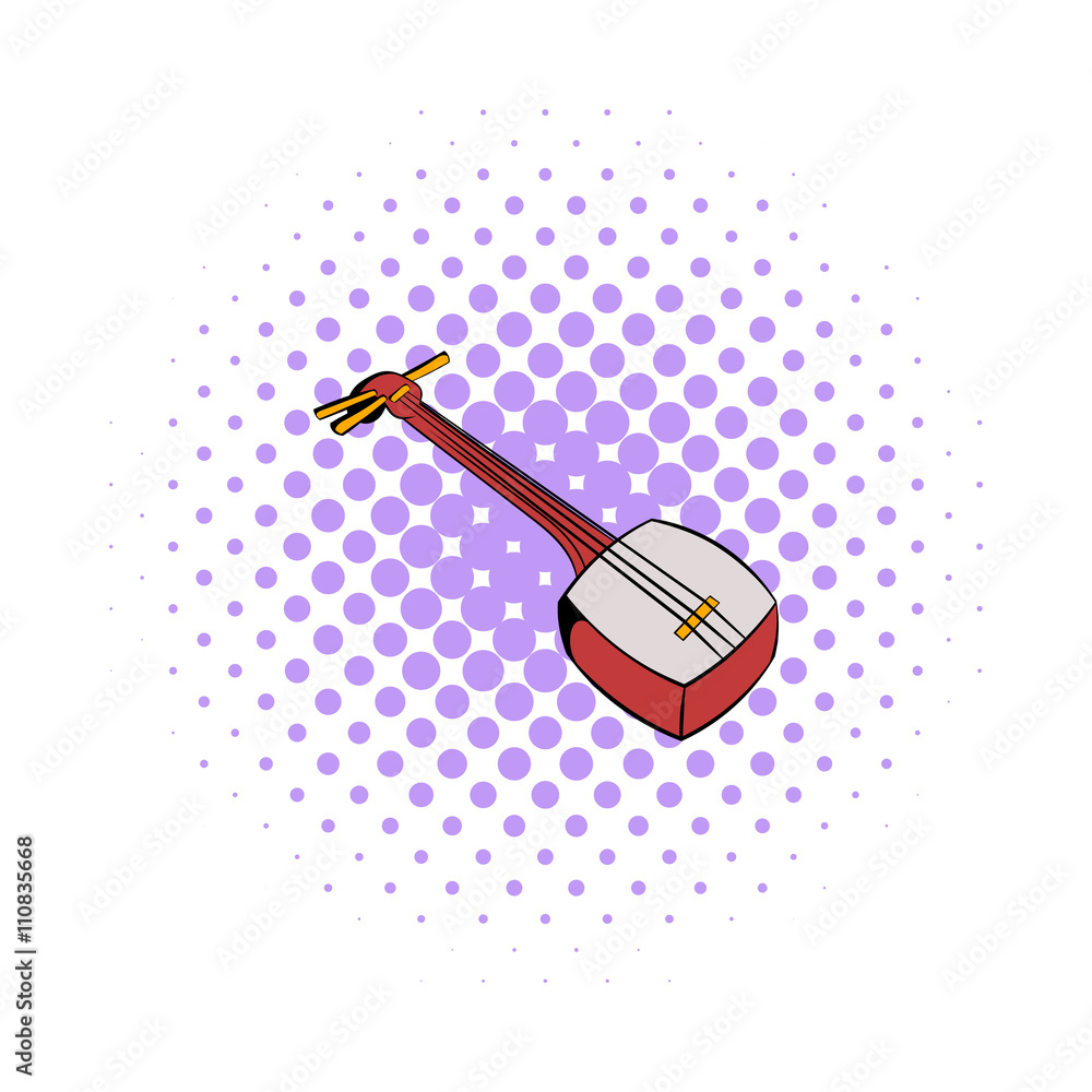 Traditional Japanese shamisen icon, comics style Traditional Japanese shamisen icon, comics style