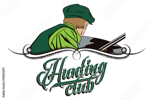 People in retro style. The hunter in an ambush.