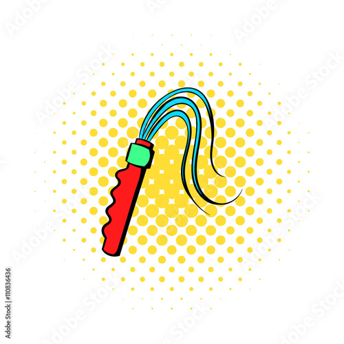Leather whip icon, comics style