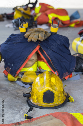 firefighter equipment prepare for operation