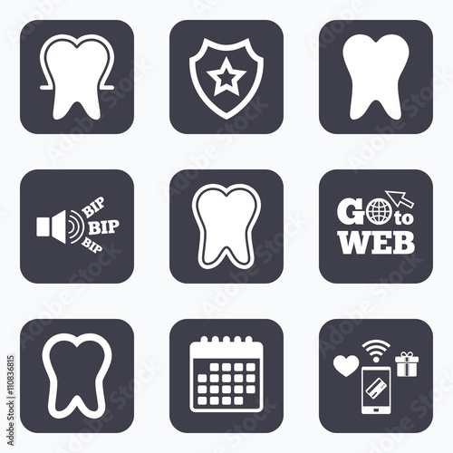 Tooth enamel protection icons. Dental care signs