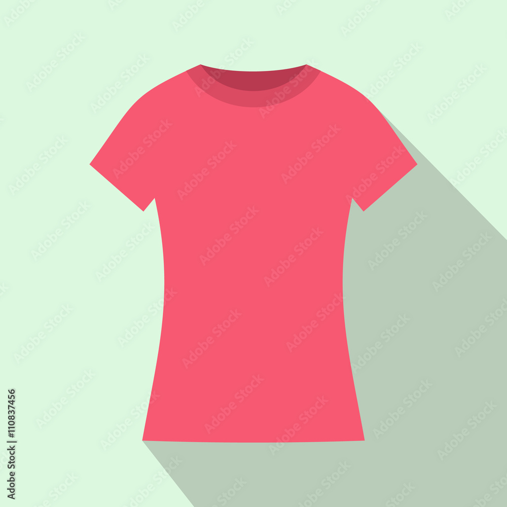 Pink t shirt icon, flat style Stock Vector | Adobe Stock