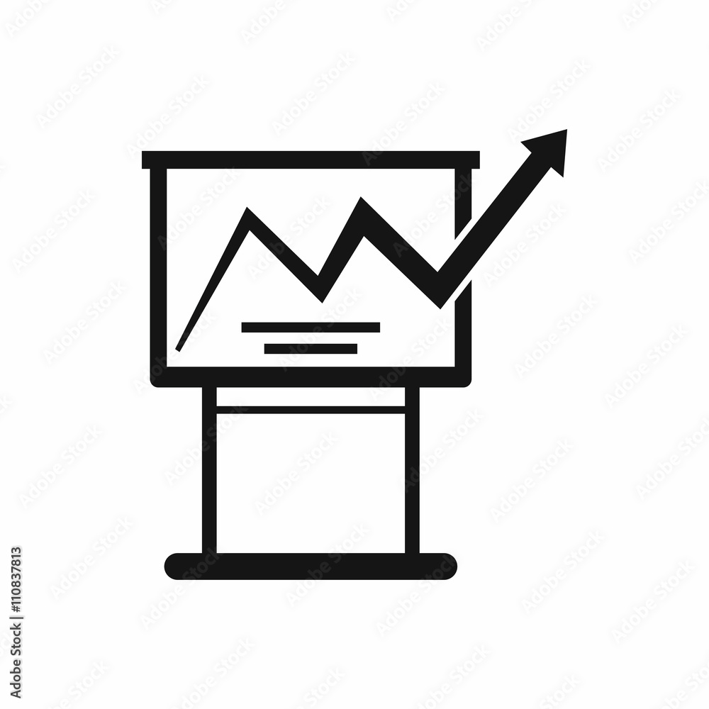 Presentation screen with graph icon, simple style Presentation screen with graph icon, simple style
