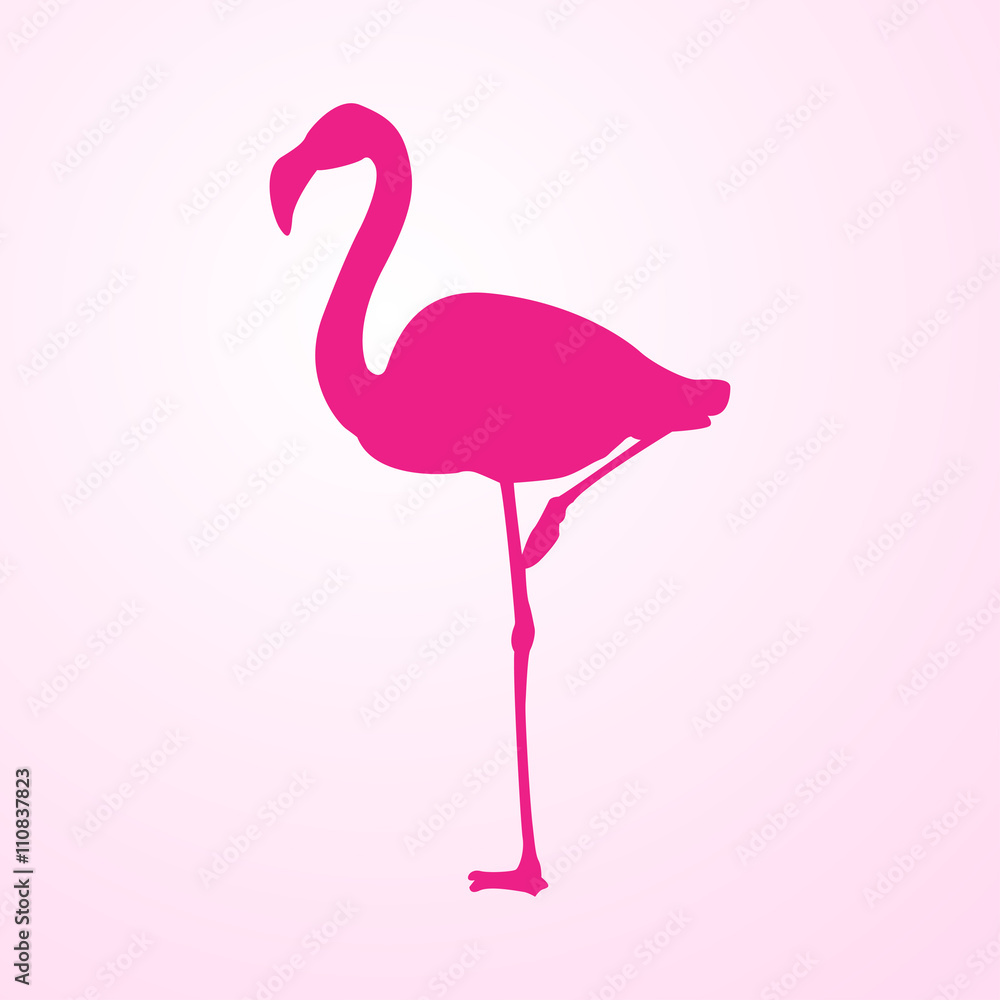 Fototapeta Flamingo płaski ikona na różowym tle gradientu