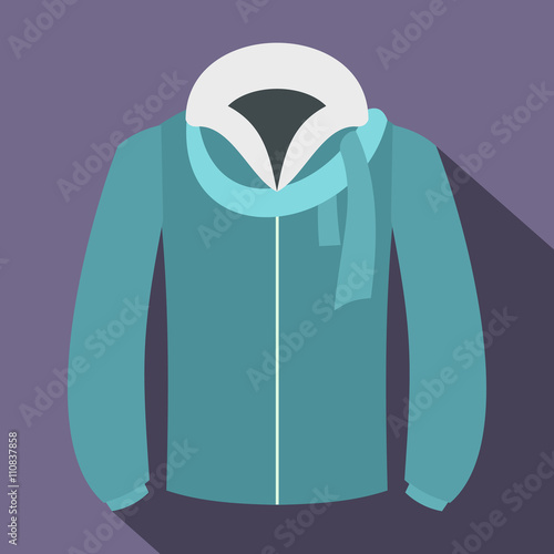 Winter jacket icon, flat style