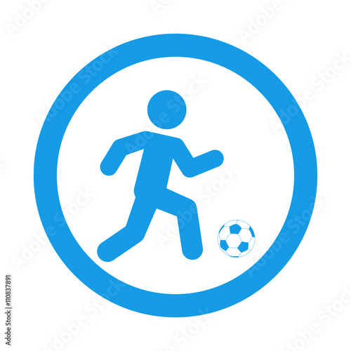 Icono plano futbolista en circulo color azul