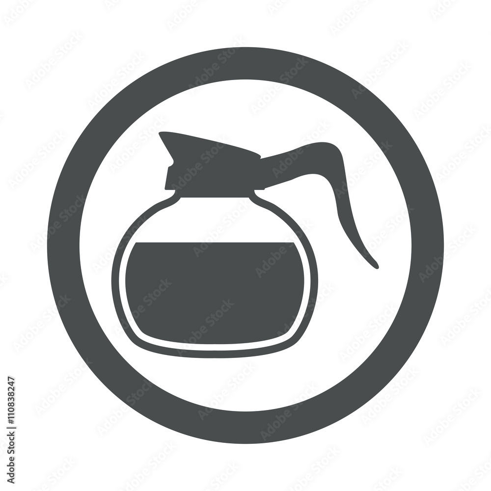 Icono plano jarra cafe en circulo color gris Icono plano jarra cafe en circulo color gris