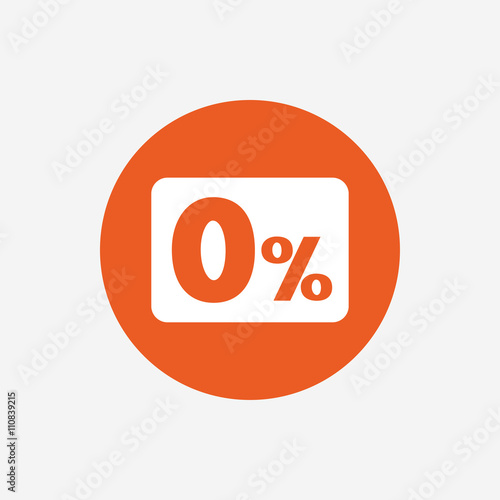 Zero percent sign icon. Zero credit symbol.