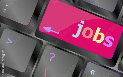 Computer keyboard with JOB enter key - business concept vector keyboard key. keyboard button. Vector illustration