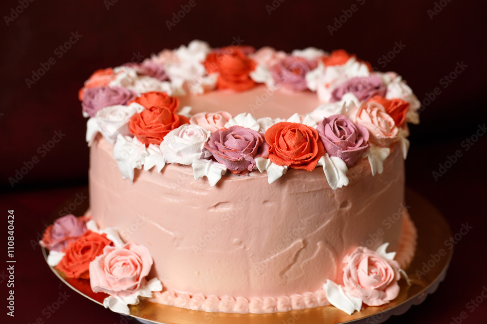 Birthday cake with red roses. Birthday cake with red roses.