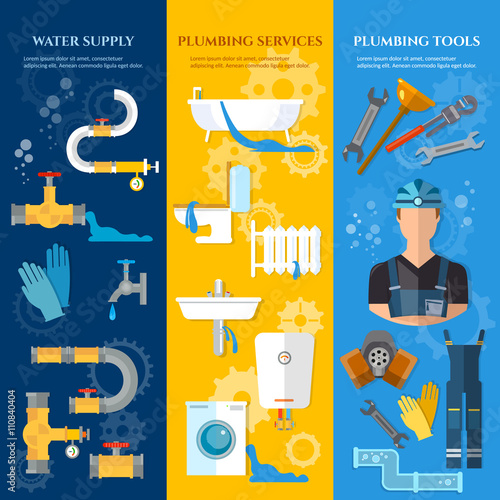 Professional plumber banners plumbing repair plumbing tools