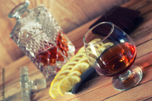 brandy alcohol set glass and carafe