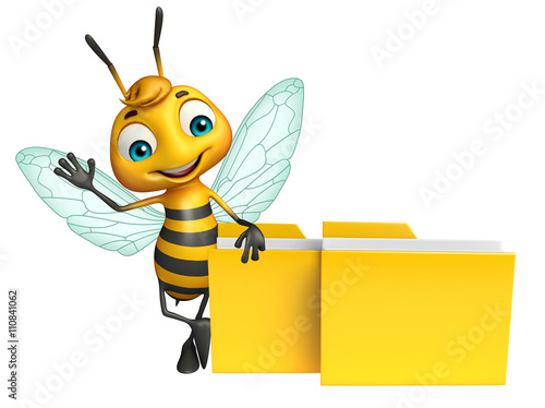 Bee cartoon character with folder