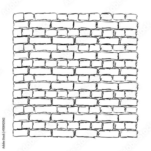 Brick wall sketch. Vector illustration.