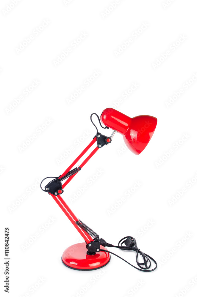 Red table top adjustable lamp isolated on white Red table top adjustable lamp isolated on white