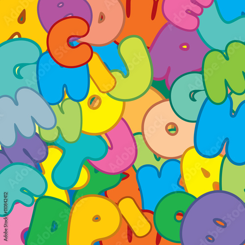 Vector Pattern with Colorful Cartoon Letters